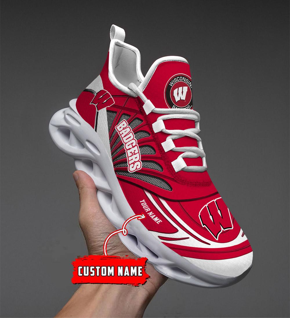 Ideafootwear Wisconsin Badgers Max Soul Shoes Sneakers For Men And Women