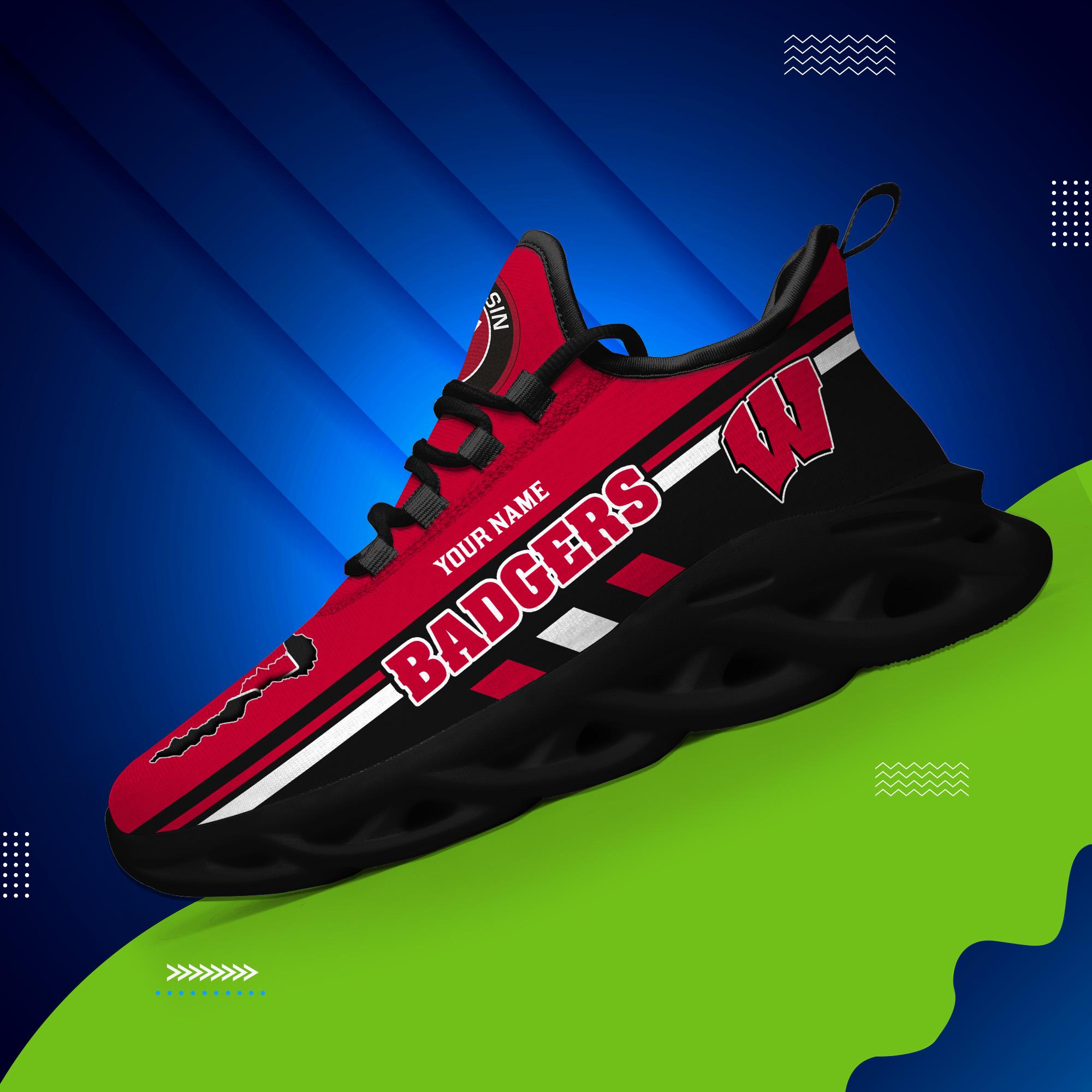 Ideafootwear Wisconsin Badgers Max Soul Shoes Sneakers For Men And Women