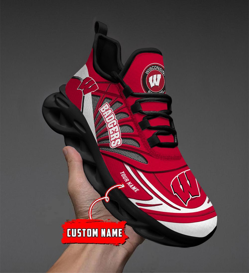 Ideafootwear Wisconsin Badgers Max Soul Shoes Sneakers For Men And Women