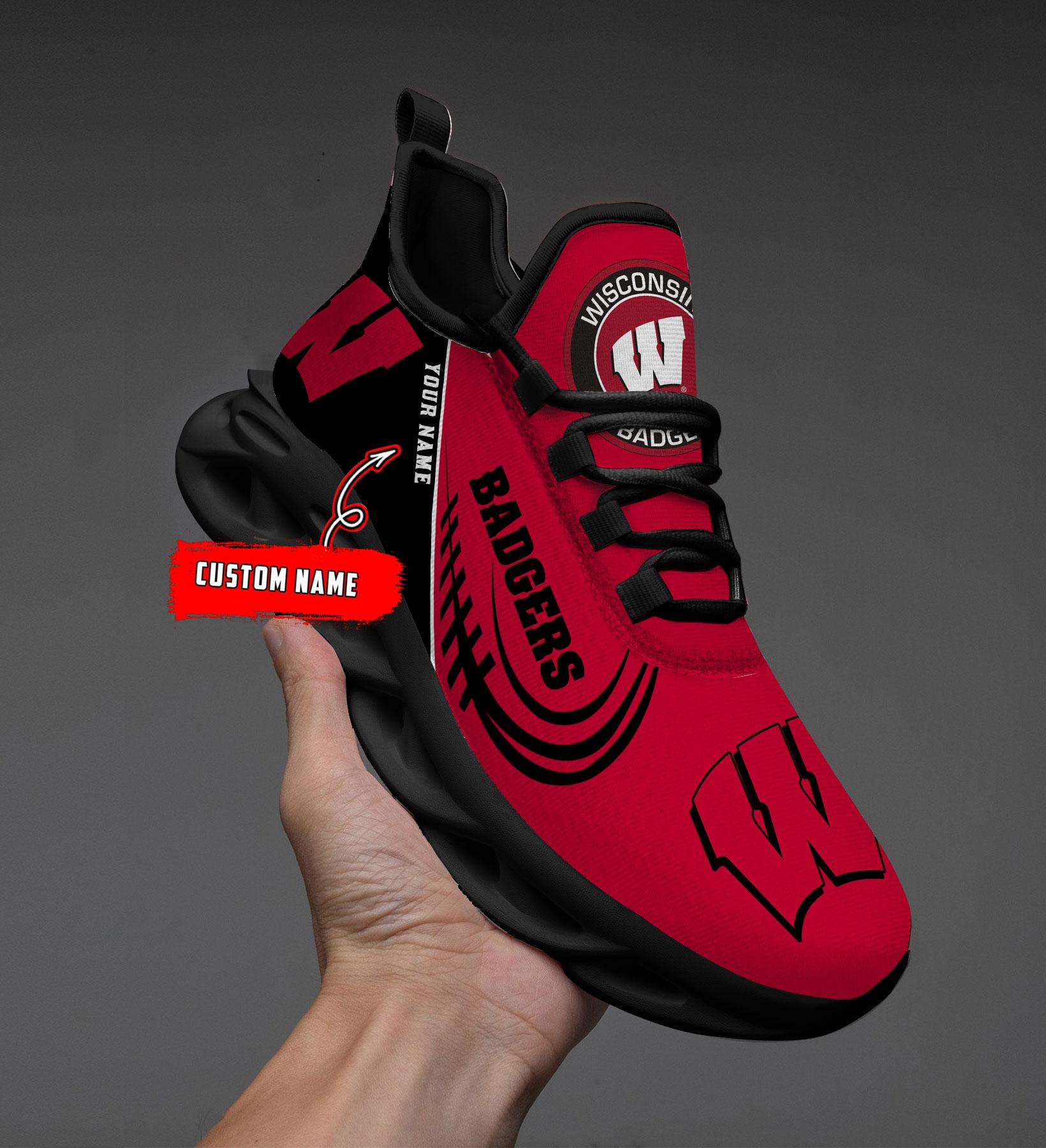 Ideafootwear Wisconsin Badgers Max Soul Shoes Sneakers For Men And Women