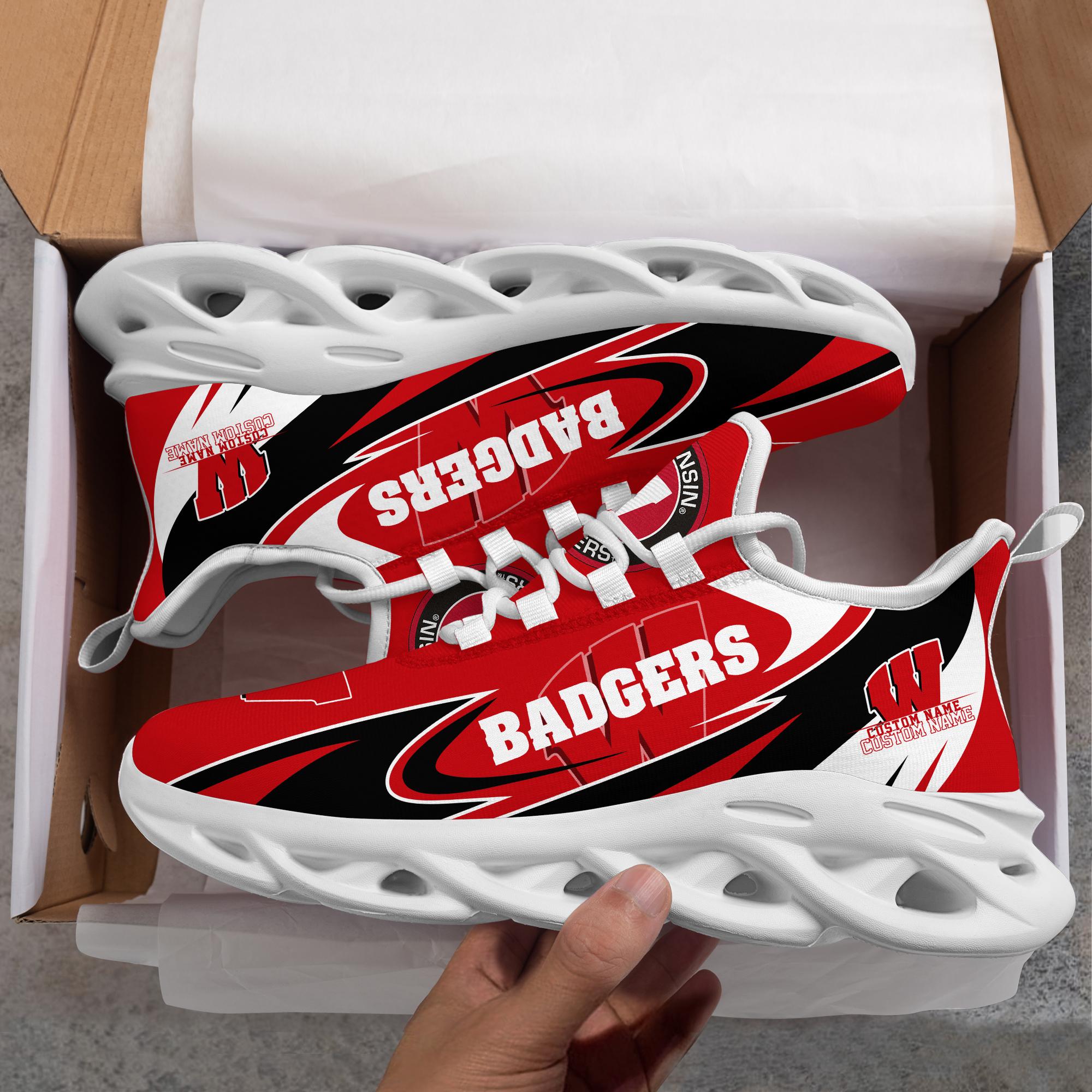 Ideafootwear Wisconsin Badgers Max Soul Shoes Sneakers For Men And Women