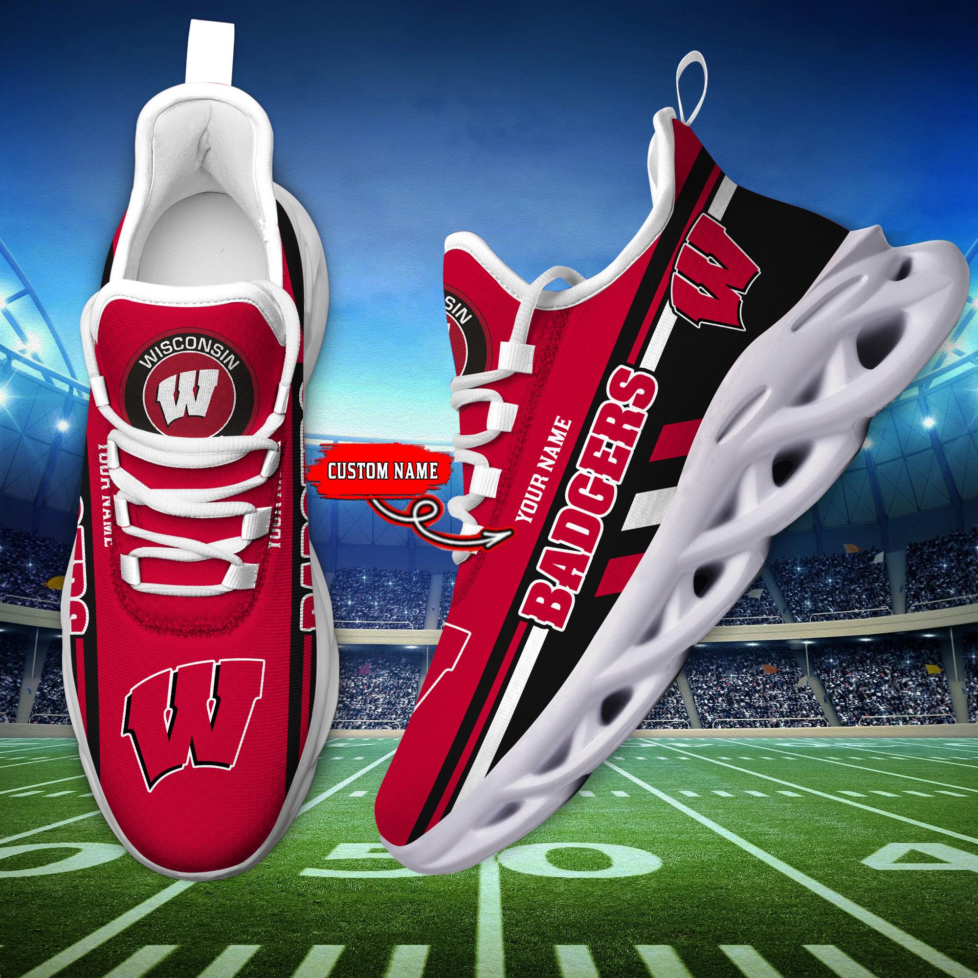 Ideafootwear Wisconsin Badgers Max Soul Shoes Sneakers For Men And Women