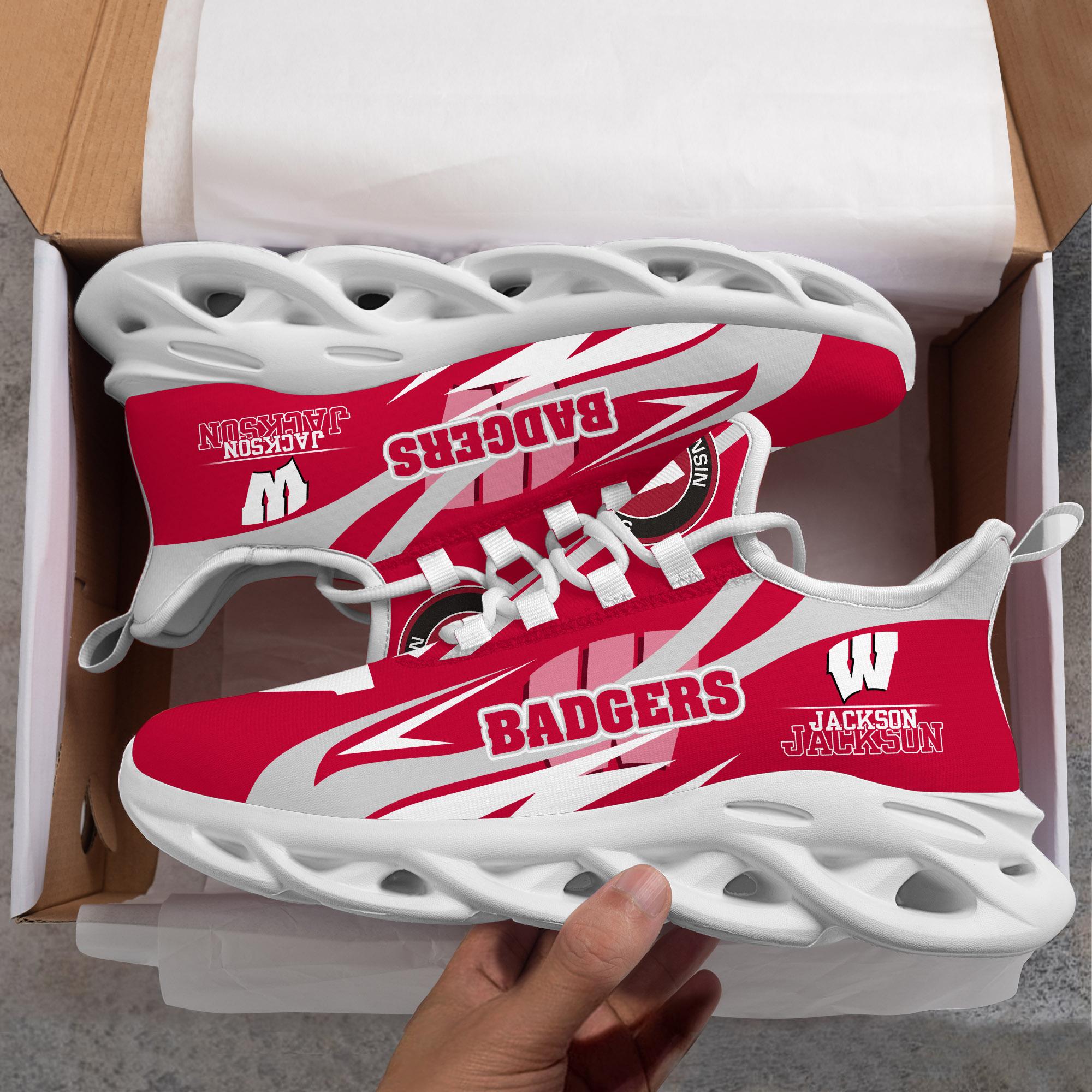 Ideafootwear Wisconsin Badgers Max Soul Shoes Sneakers For Men And Women
