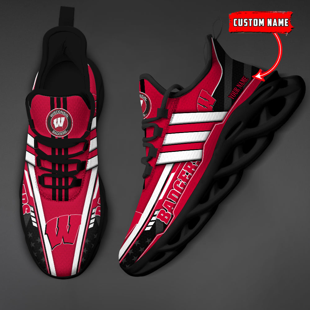 Ideafootwear Wisconsin Badgers Max Soul Shoes Sneakers For Men And Women