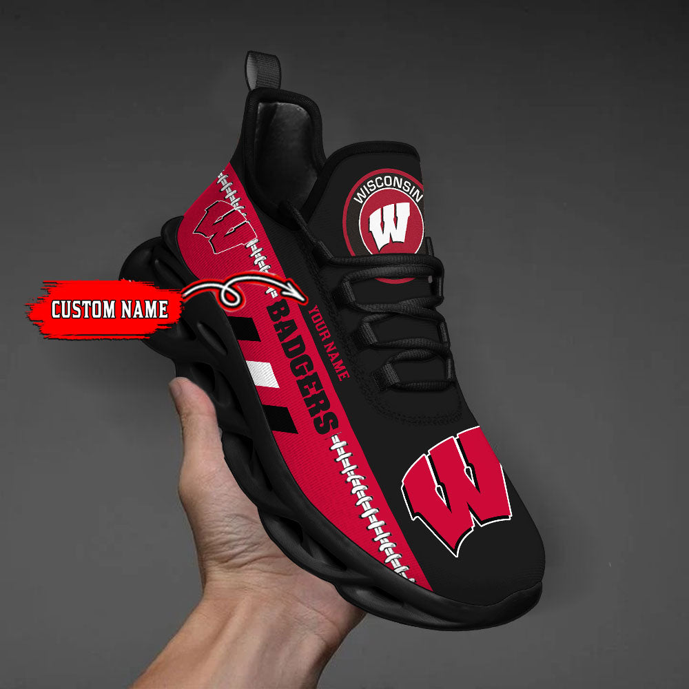 Ideafootwear Wisconsin Badgers Max Soul Shoes Sneakers For Men And Women