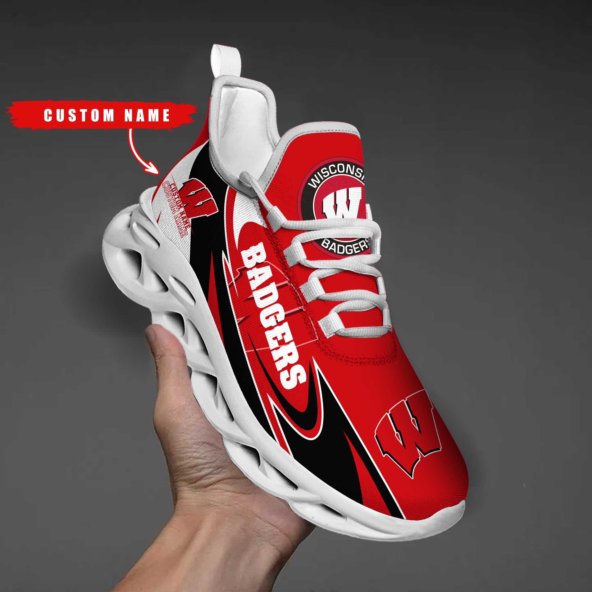 Ideafootwear Wisconsin Badgers Max Soul Shoes Sneakers For Men And Women