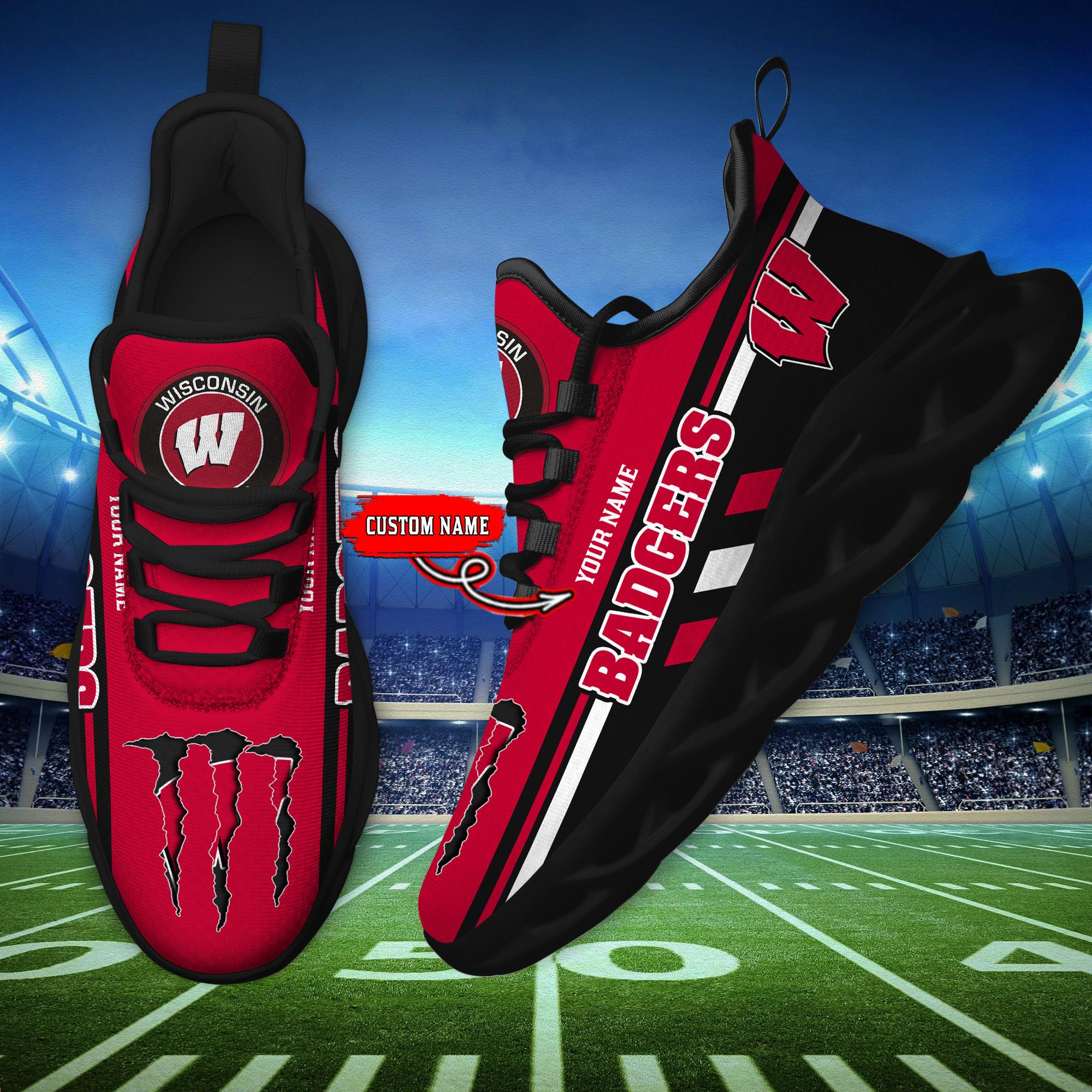 Ideafootwear Wisconsin Badgers Max Soul Shoes Sneakers For Men And Women
