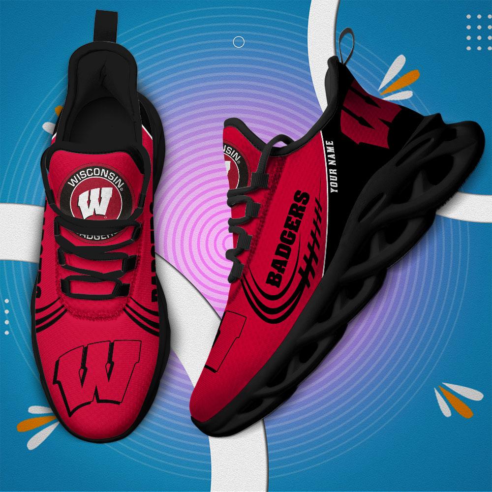 Ideafootwear Wisconsin Badgers Max Soul Shoes Sneakers For Men And Women