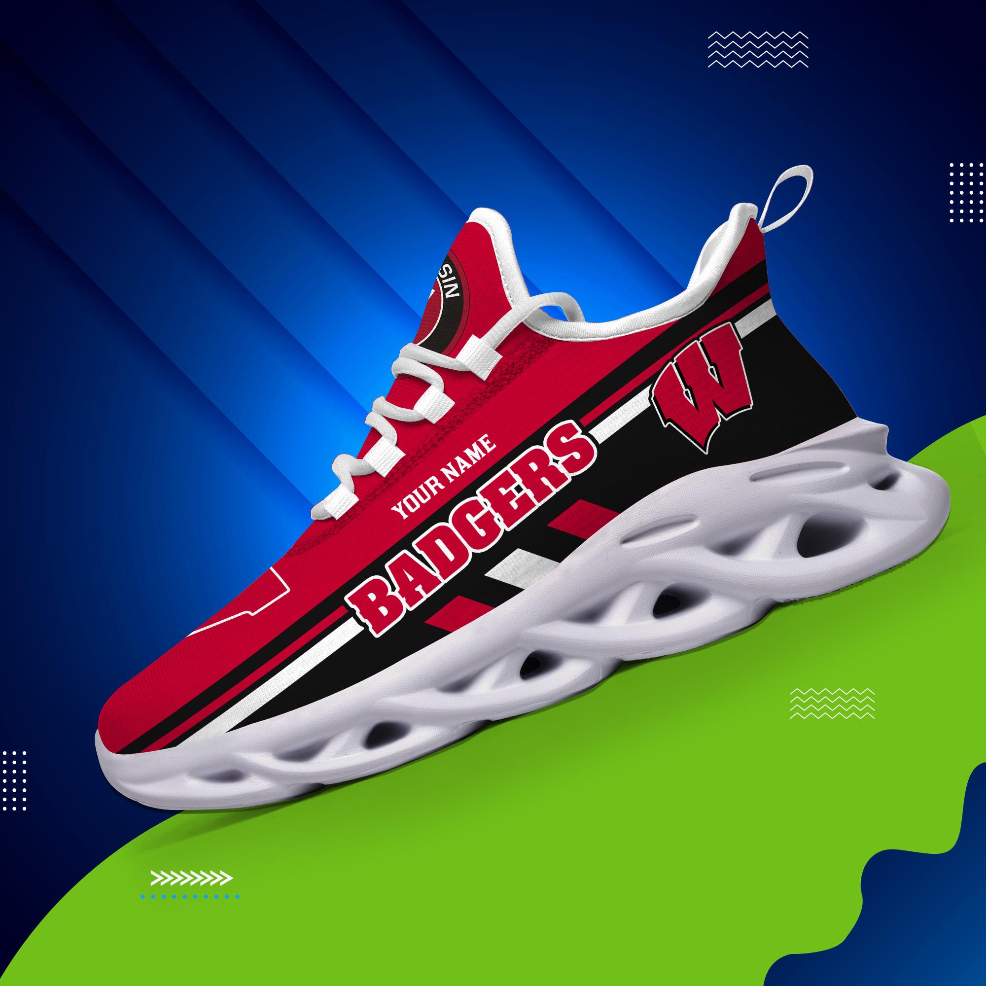 Ideafootwear Wisconsin Badgers Max Soul Shoes Sneakers For Men And Women