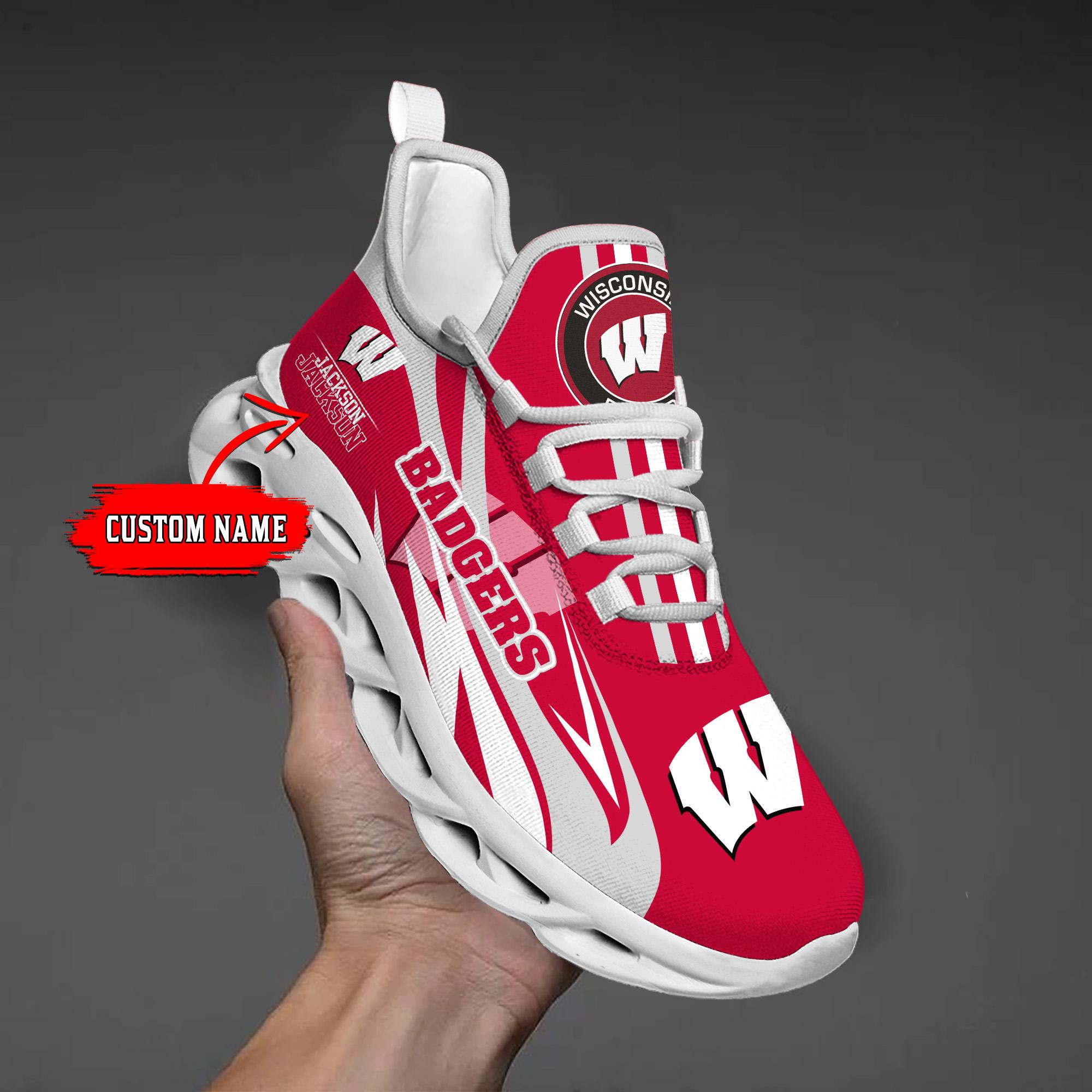 Ideafootwear Wisconsin Badgers Max Soul Shoes Sneakers For Men And Women