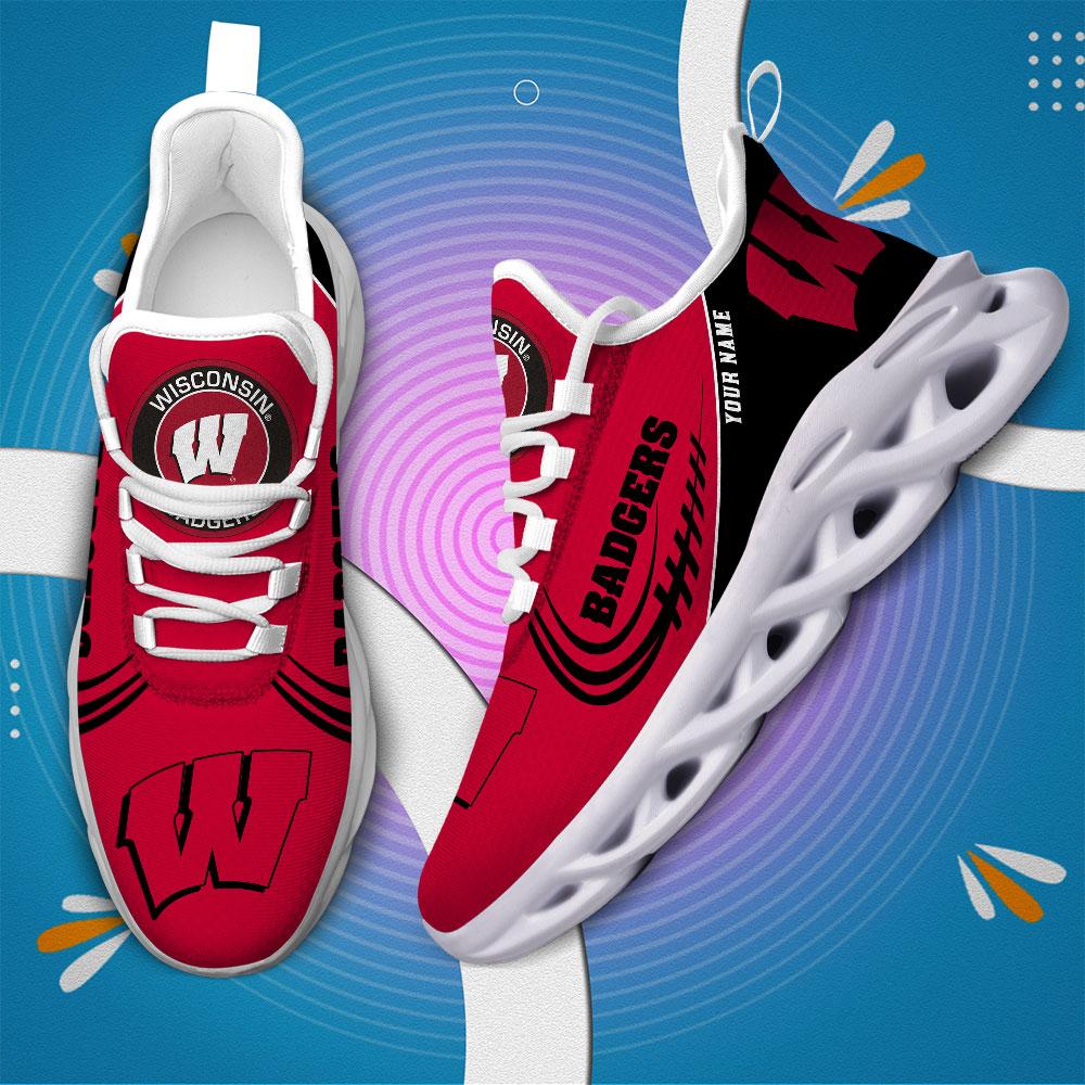 Ideafootwear Wisconsin Badgers Max Soul Shoes Sneakers For Men And Women
