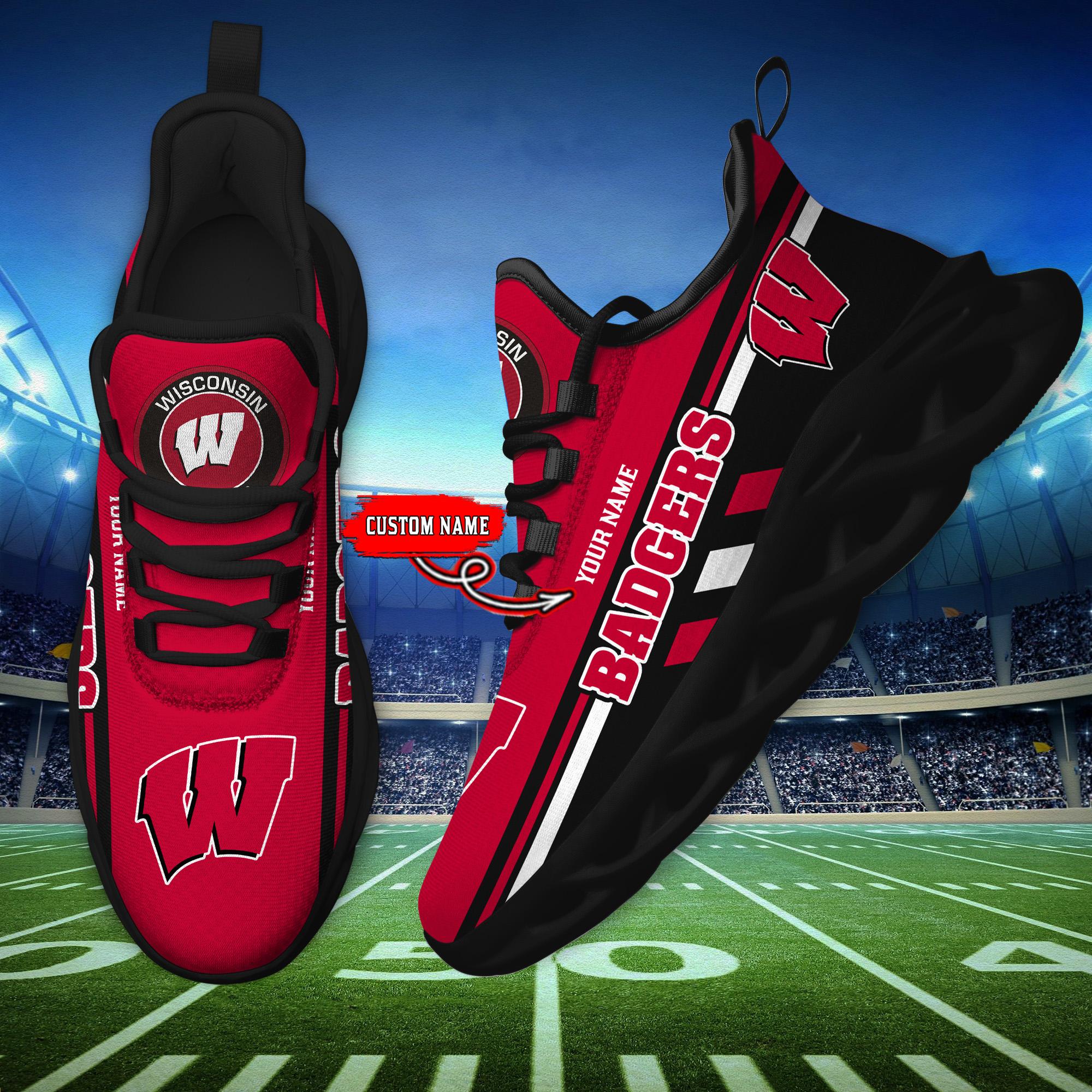 Ideafootwear Wisconsin Badgers Max Soul Shoes Sneakers For Men And Women