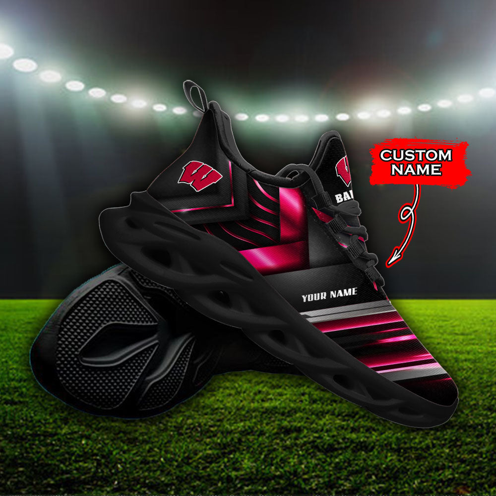 Ideafootwear Wisconsin Badgers NCAA Max Soul Shoes Sneakers For Men And Women