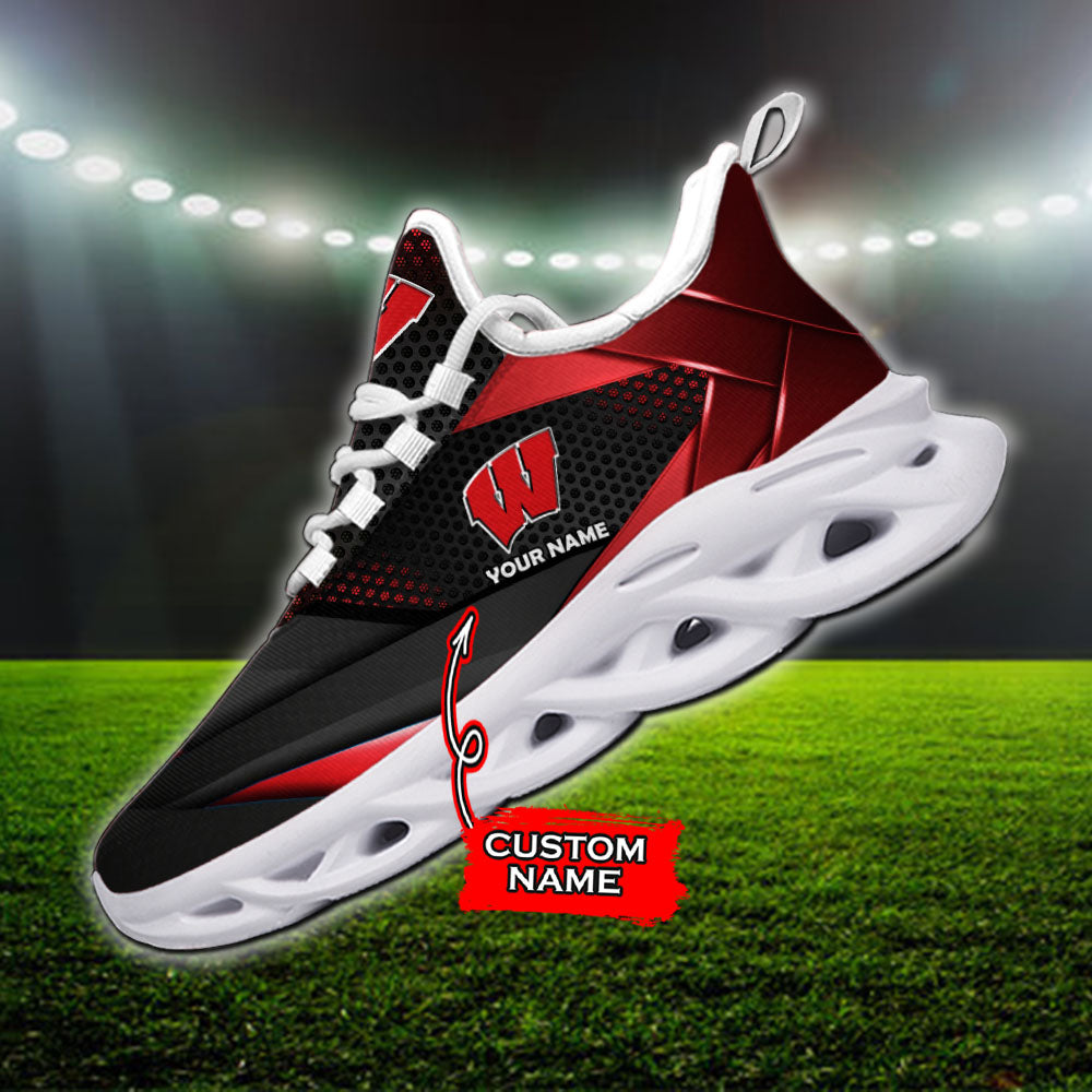 Ideafootwear Wisconsin Badgers NCAA Max Soul Shoes Sneakers For Men And Women