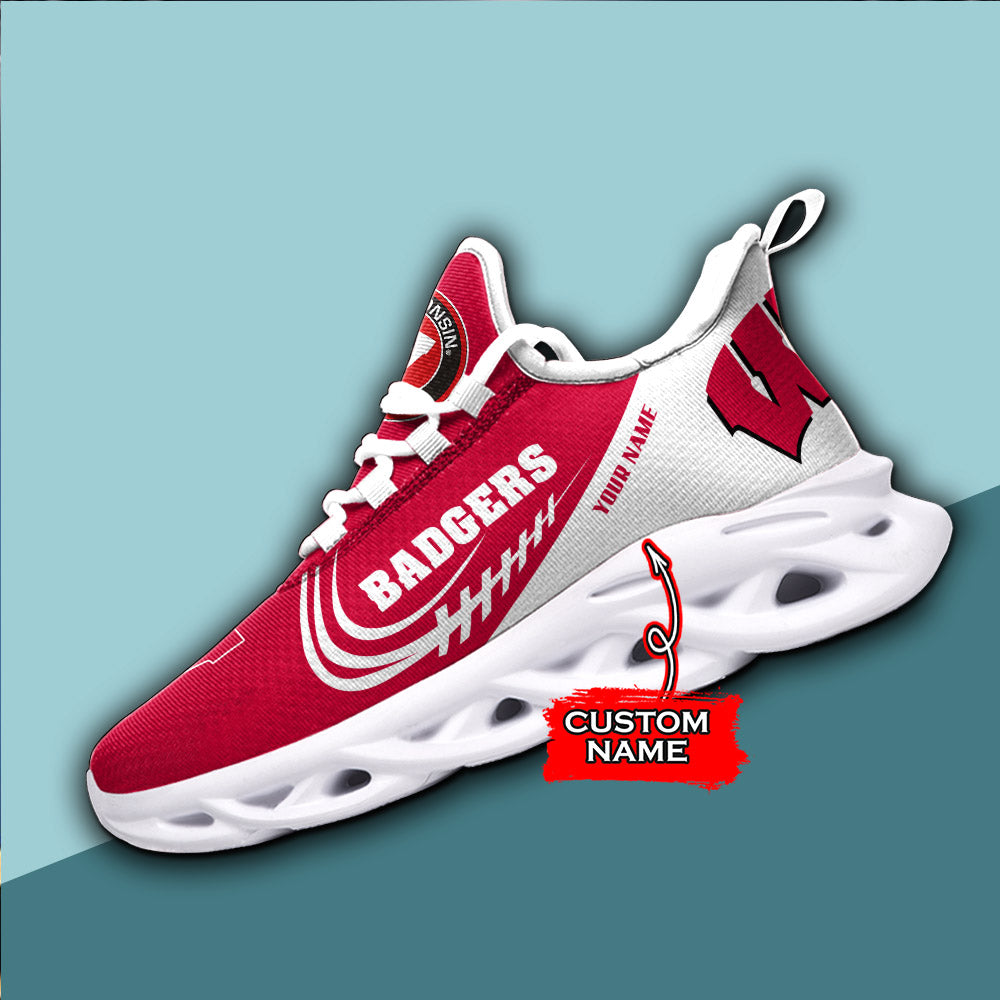 Ideafootwear Wisconsin Badgers NCAA Max Soul Shoes Sneakers For Men And Women