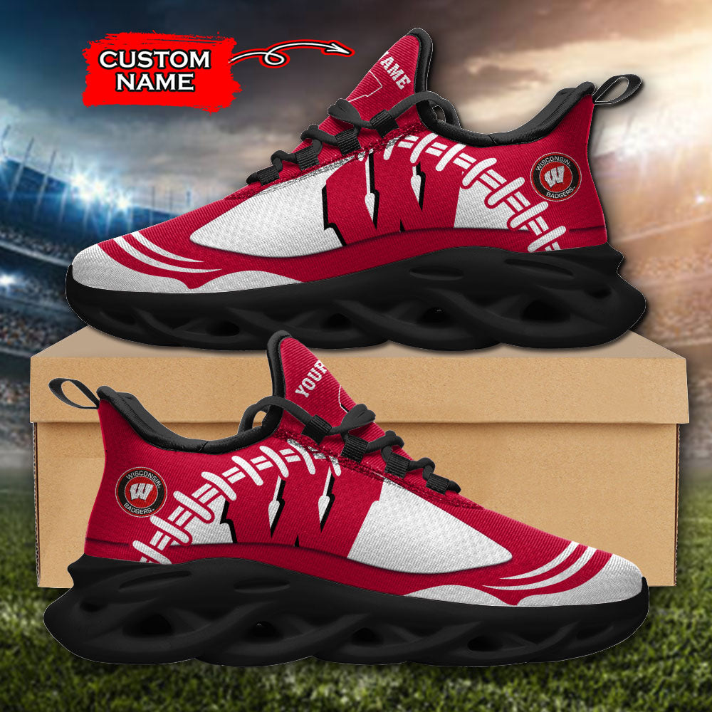 Ideafootwear Wisconsin Badgers NCAA Max Soul Shoes Sneakers For Men And Women