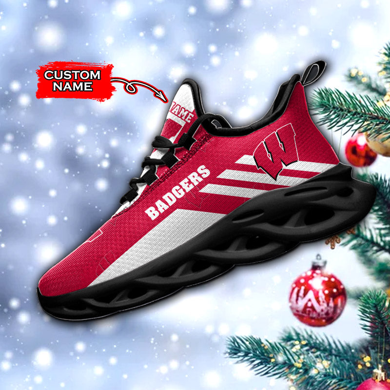 Ideafootwear Wisconsin Badgers NCAA Max Soul Shoes Sneakers For Men And Women