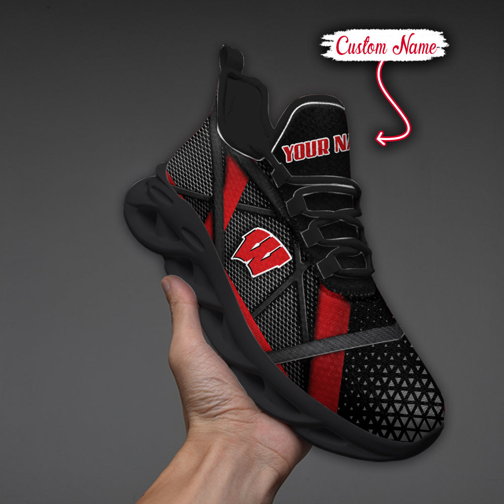 Ideafootwear Wisconsin Badgers NCAA Max Soul Shoes Sneakers For Men And Women
