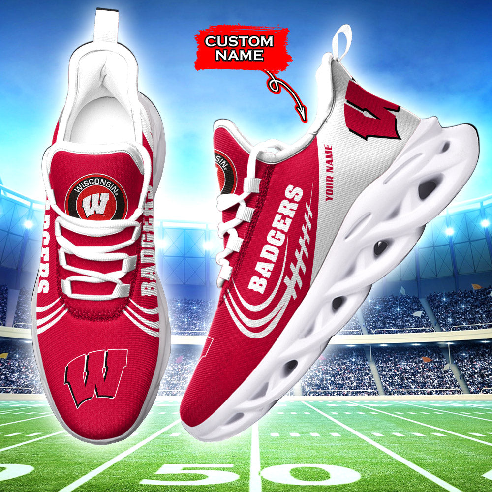 Ideafootwear Wisconsin Badgers NCAA Max Soul Shoes Sneakers For Men And Women