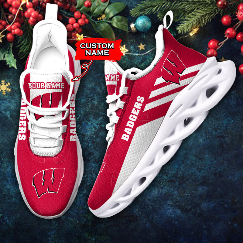 Ideafootwear Wisconsin Badgers NCAA Max Soul Shoes Sneakers For Men And Women