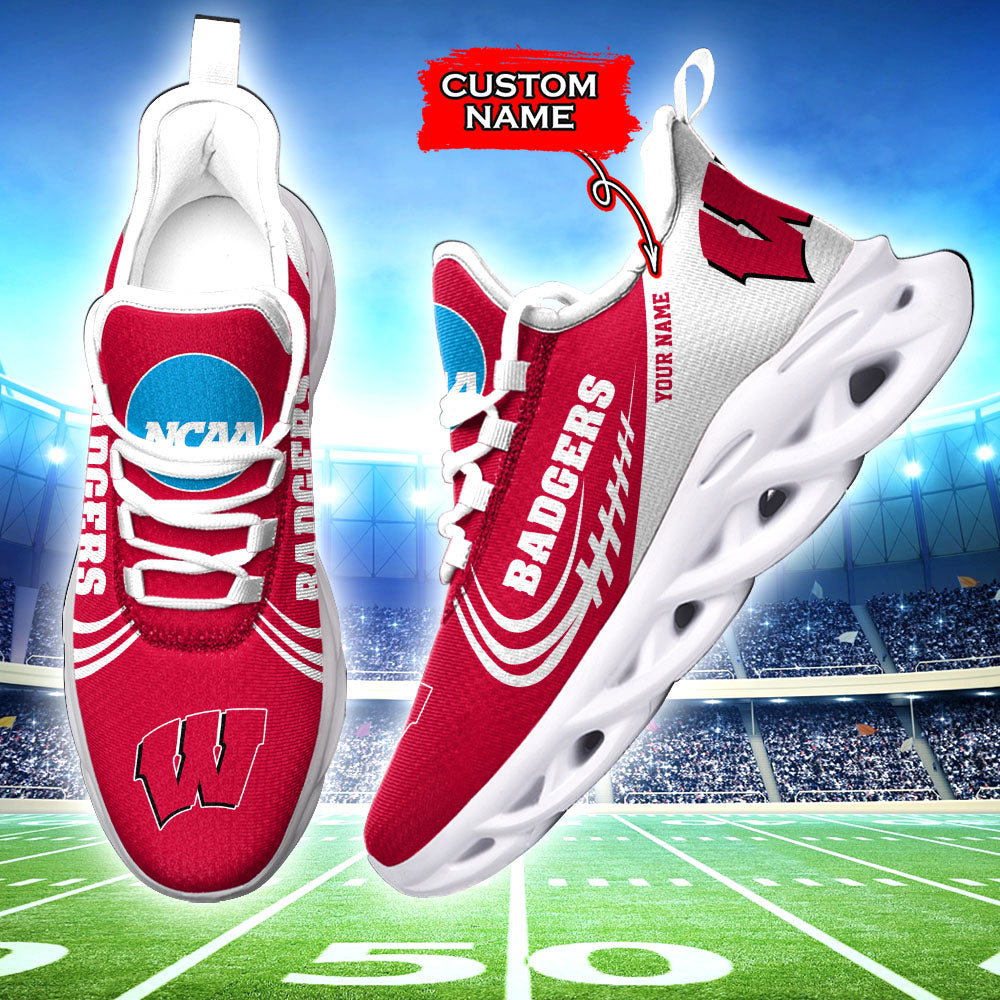 Ideafootwear Wisconsin Badgers NCAA Max Soul Shoes Sneakers For Men And Women