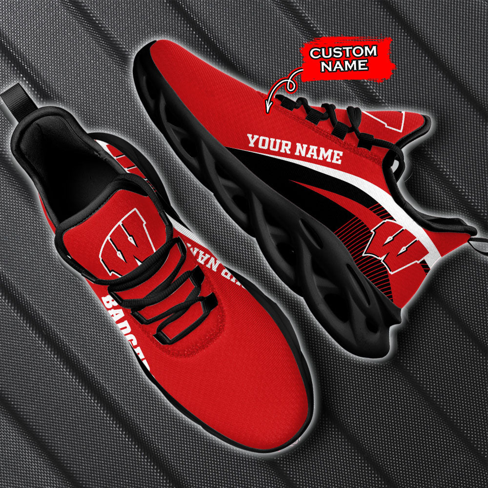 Ideafootwear Wisconsin Badgers NCAA Max Soul Shoes Sneakers For Men And Women