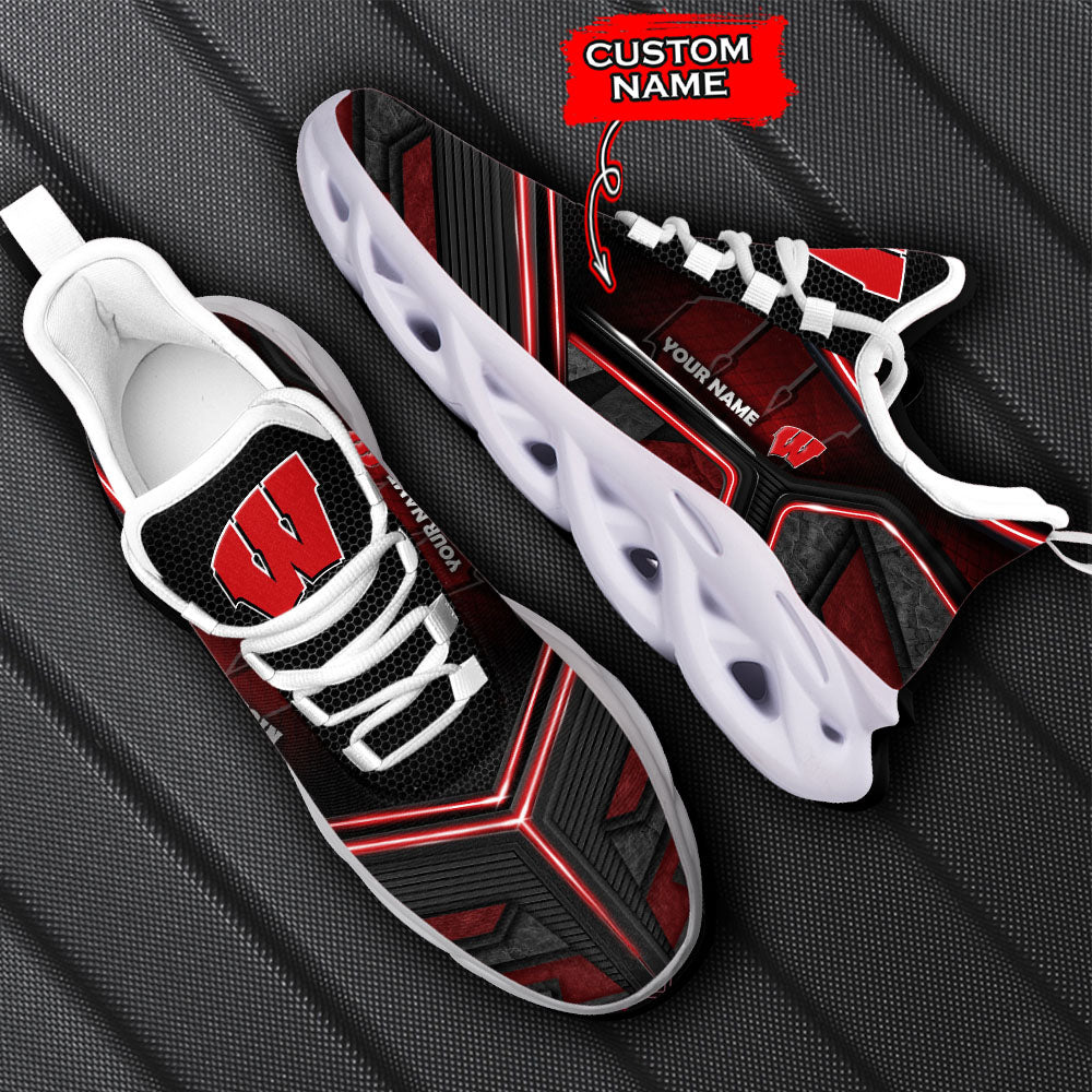 Ideafootwear Wisconsin Badgers NCAA Max Soul Shoes Sneakers For Men And Women