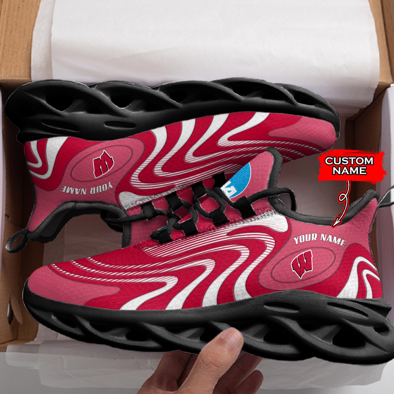 Ideafootwear Wisconsin Badgers NCAA Max Soul Shoes Sneakers For Men And Women