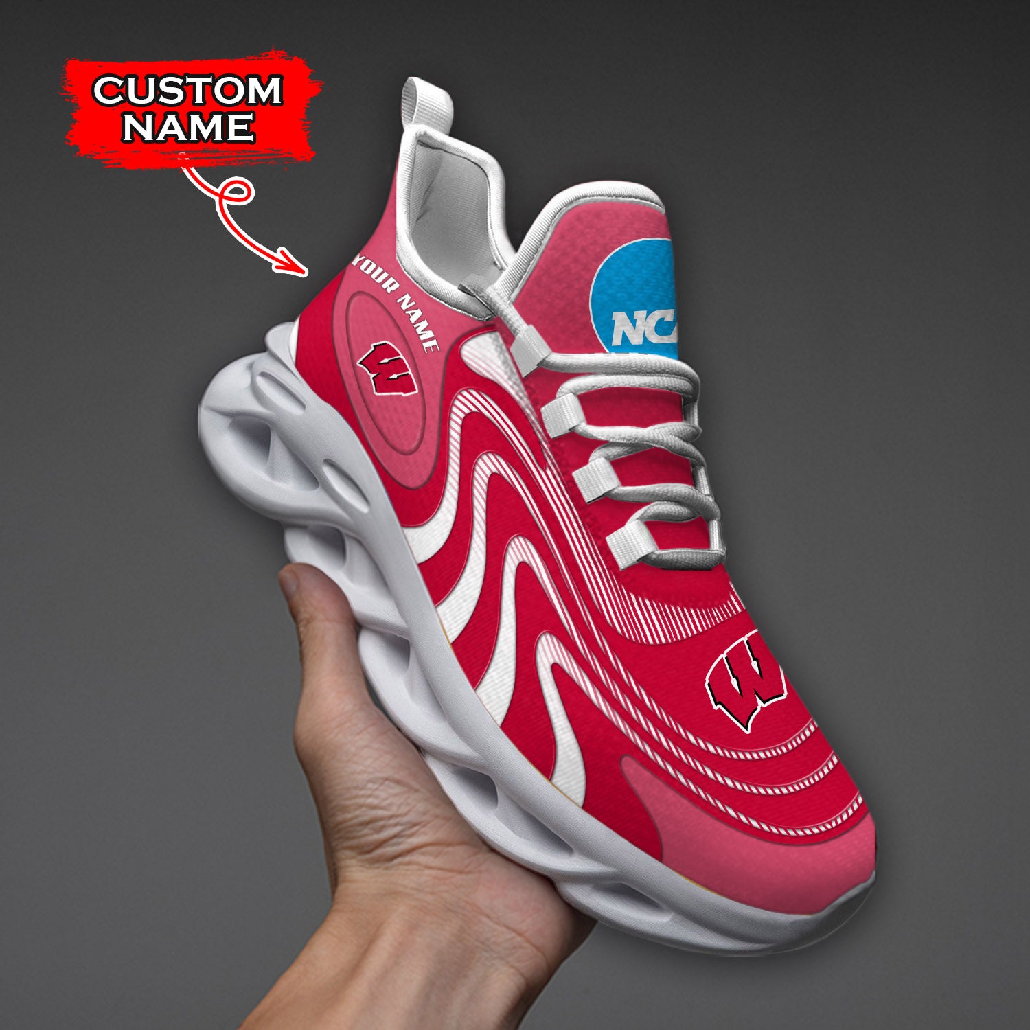 Ideafootwear Wisconsin Badgers NCAA Max Soul Shoes Sneakers For Men And Women