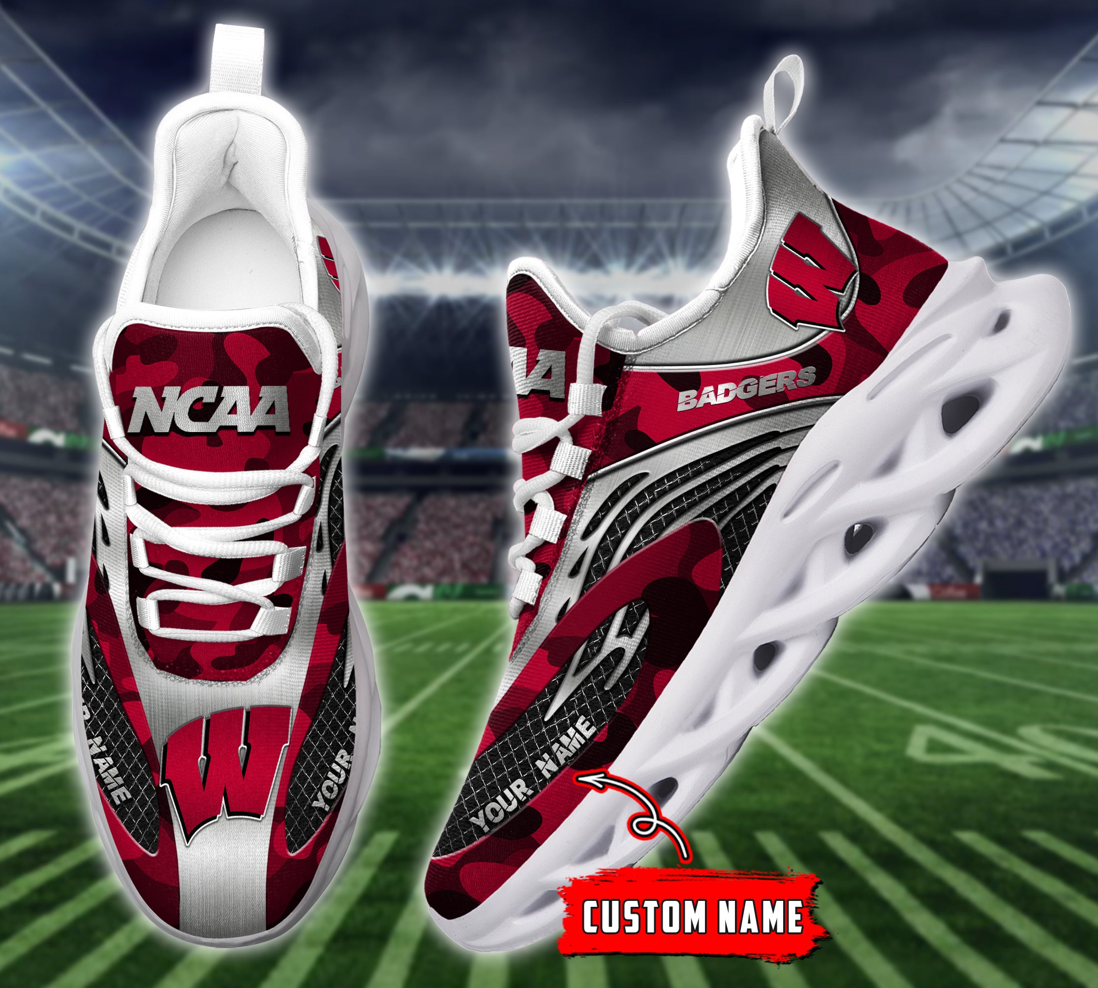 Ideafootwear Wisconsin Badgers NCAA Max Soul Shoes Sneakers For Men And Women