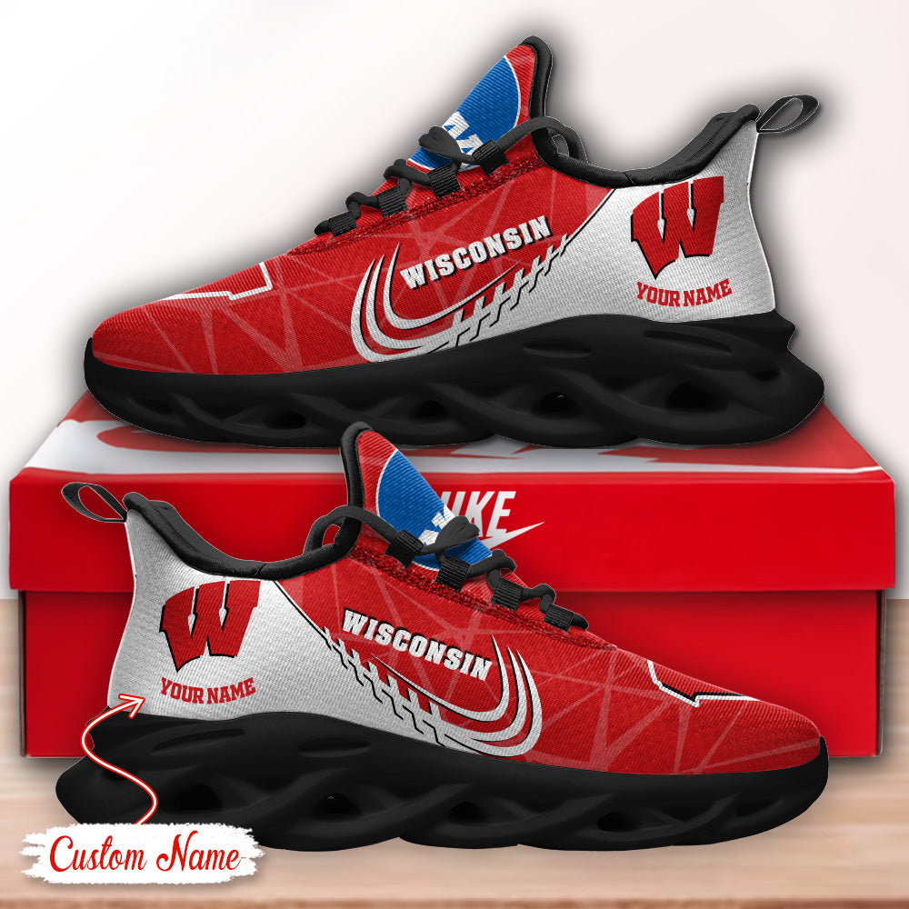 Ideafootwear Wisconsin Badgers NCAA Max Soul Shoes Sneakers For Men And Women