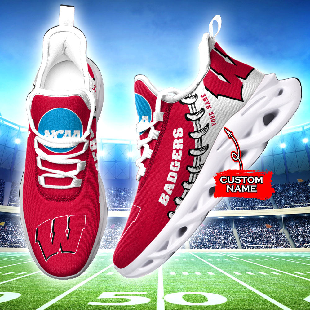 Ideafootwear Wisconsin Badgers NCAA Max Soul Shoes Sneakers For Men And Women