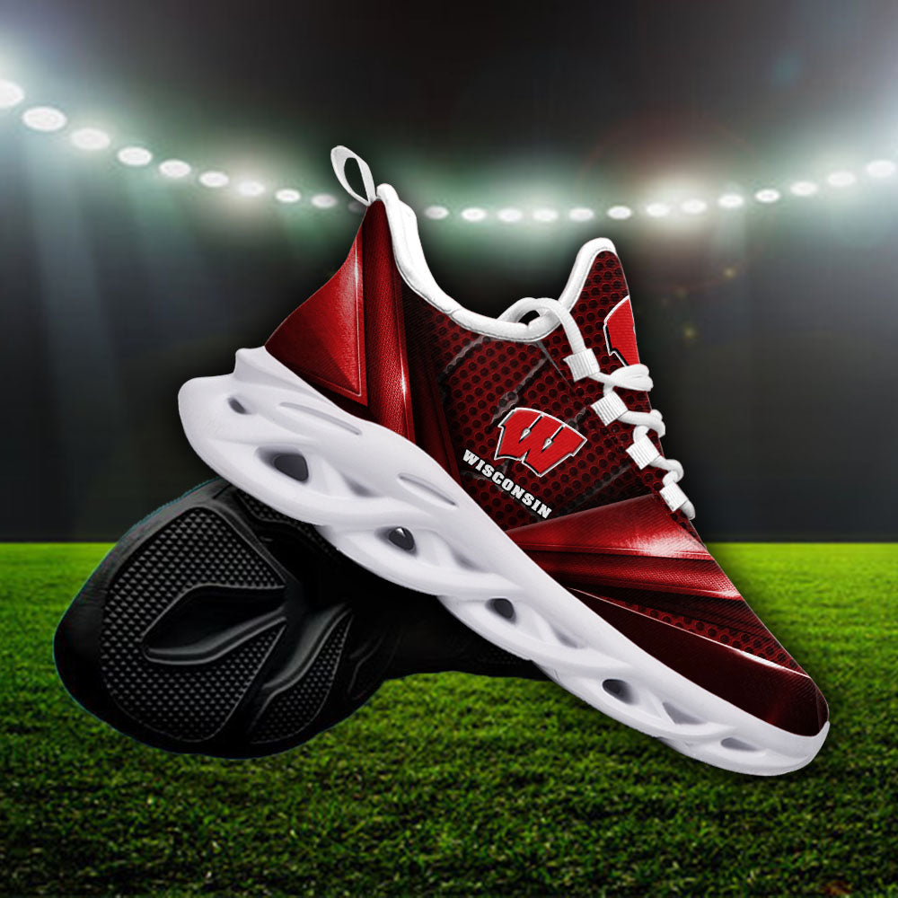 Ideafootwear Wisconsin Badgers NCAA Max Soul Shoes Sneakers For Men And Women