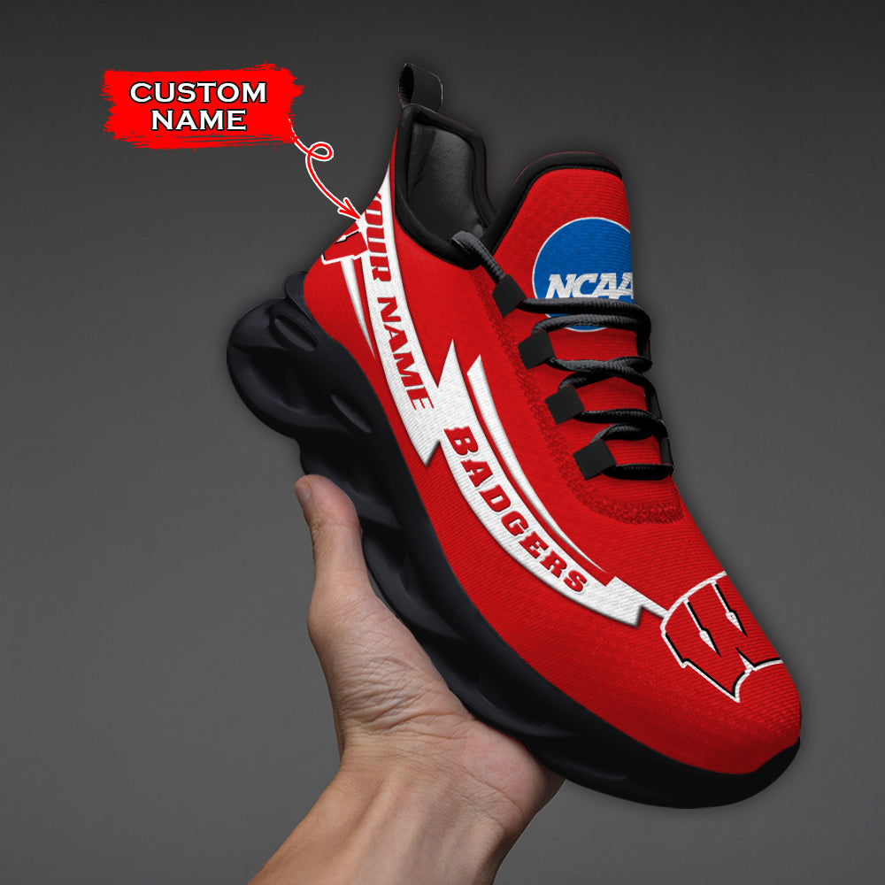 Ideafootwear Wisconsin Badgers NCAA Max Soul Shoes Sneakers For Men And Women