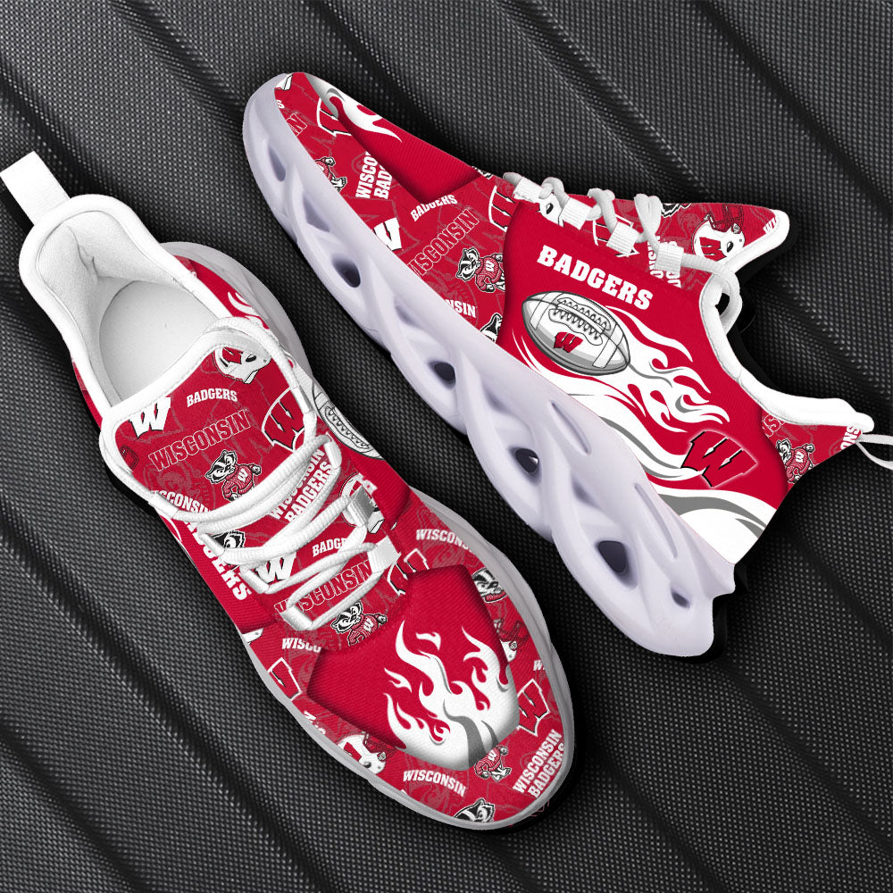Ideafootwear Wisconsin Badgers NCAA Max Soul Shoes Sneakers For Men And Women