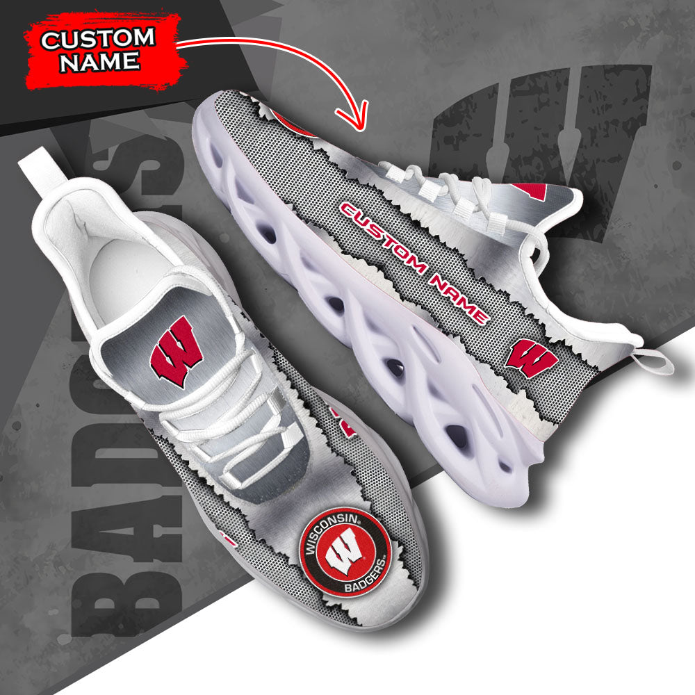 Ideafootwear Wisconsin Badgers NCAA Max Soul Shoes Sneakers For Men And Women