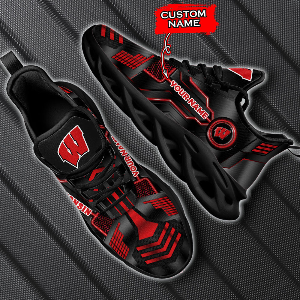 Ideafootwear Wisconsin Badgers NCAA Max Soul Shoes Sneakers For Men And Women