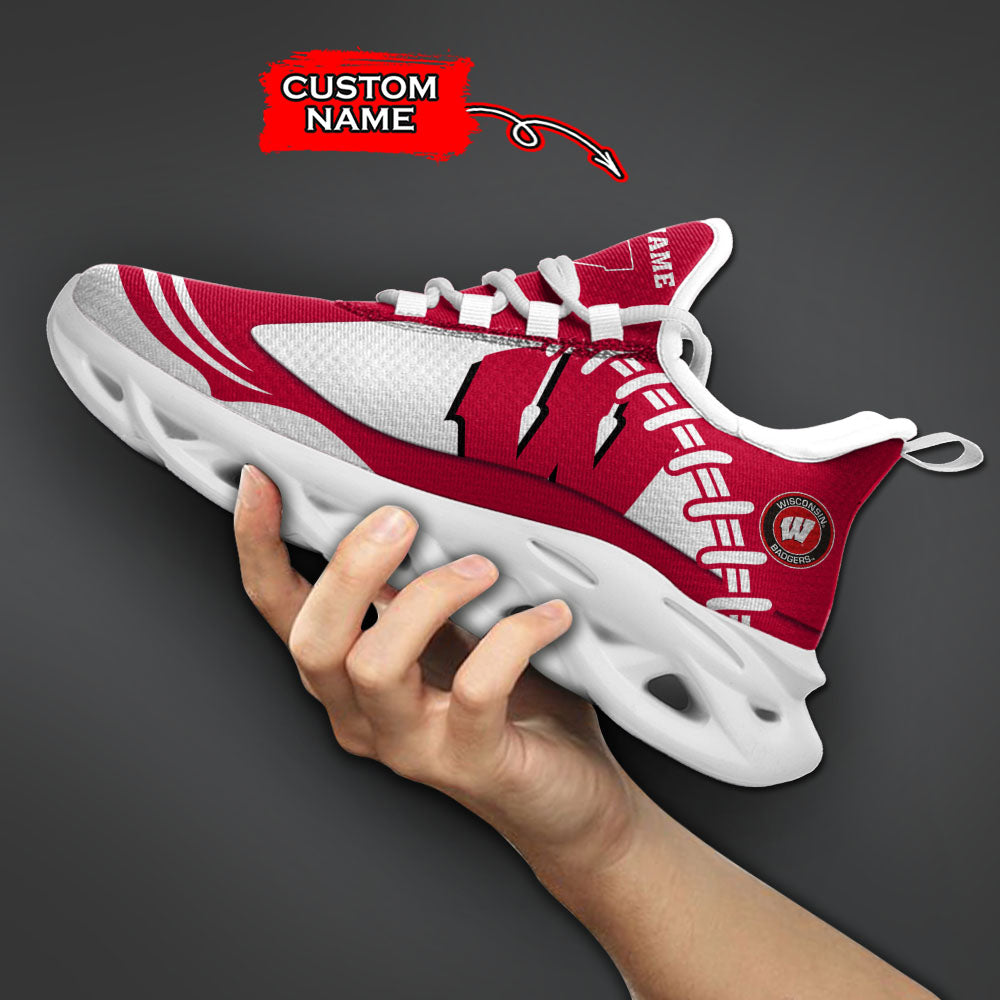 Ideafootwear Wisconsin Badgers NCAA Max Soul Shoes Sneakers For Men And Women