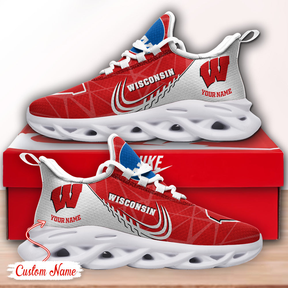 Ideafootwear Wisconsin Badgers NCAA Max Soul Shoes Sneakers For Men And Women