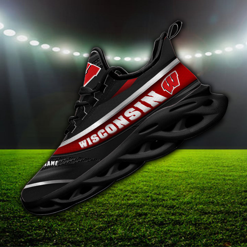Ideafootwear Wisconsin Badgers NCAA Max Soul Shoes Sneakers For Men And Women