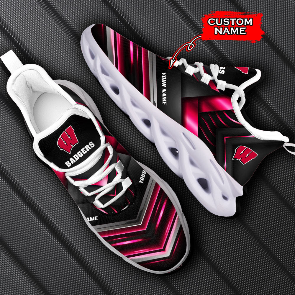 Ideafootwear Wisconsin Badgers NCAA Max Soul Shoes Sneakers For Men And Women