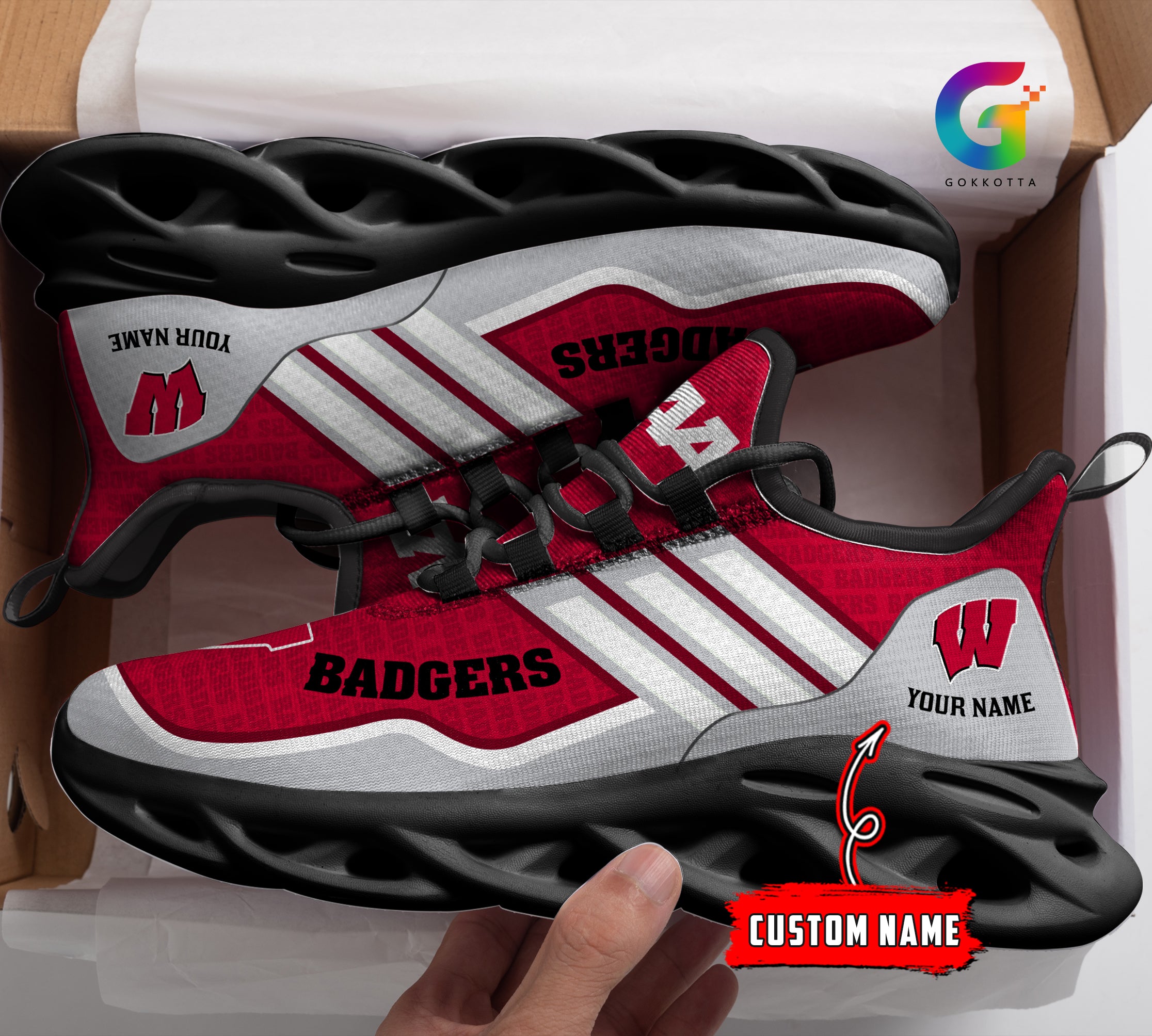 Ideafootwear Wisconsin Badgers NCAA Max Soul Shoes Sneakers For Men And Women