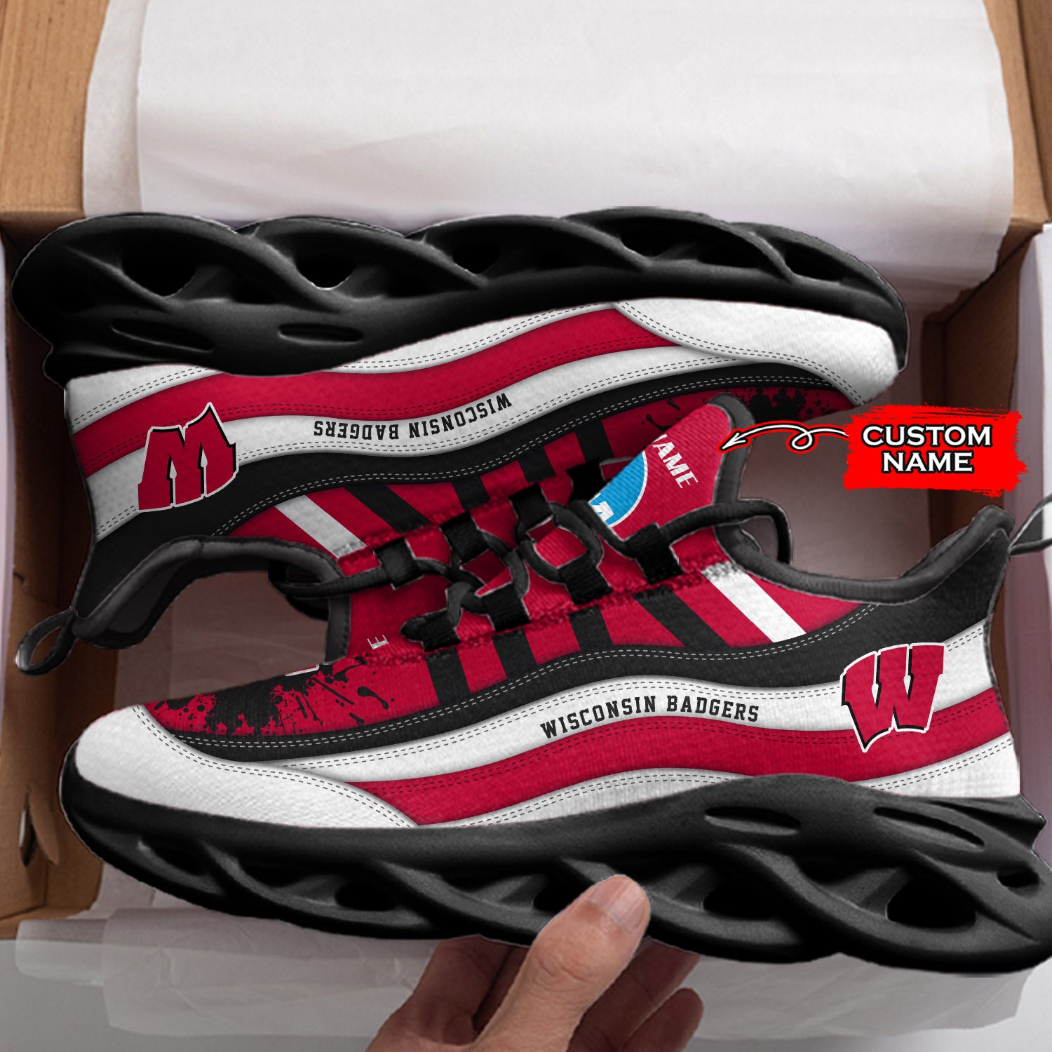 Ideafootwear Wisconsin Badgers NCAA Max Soul Shoes Sneakers For Men And Women