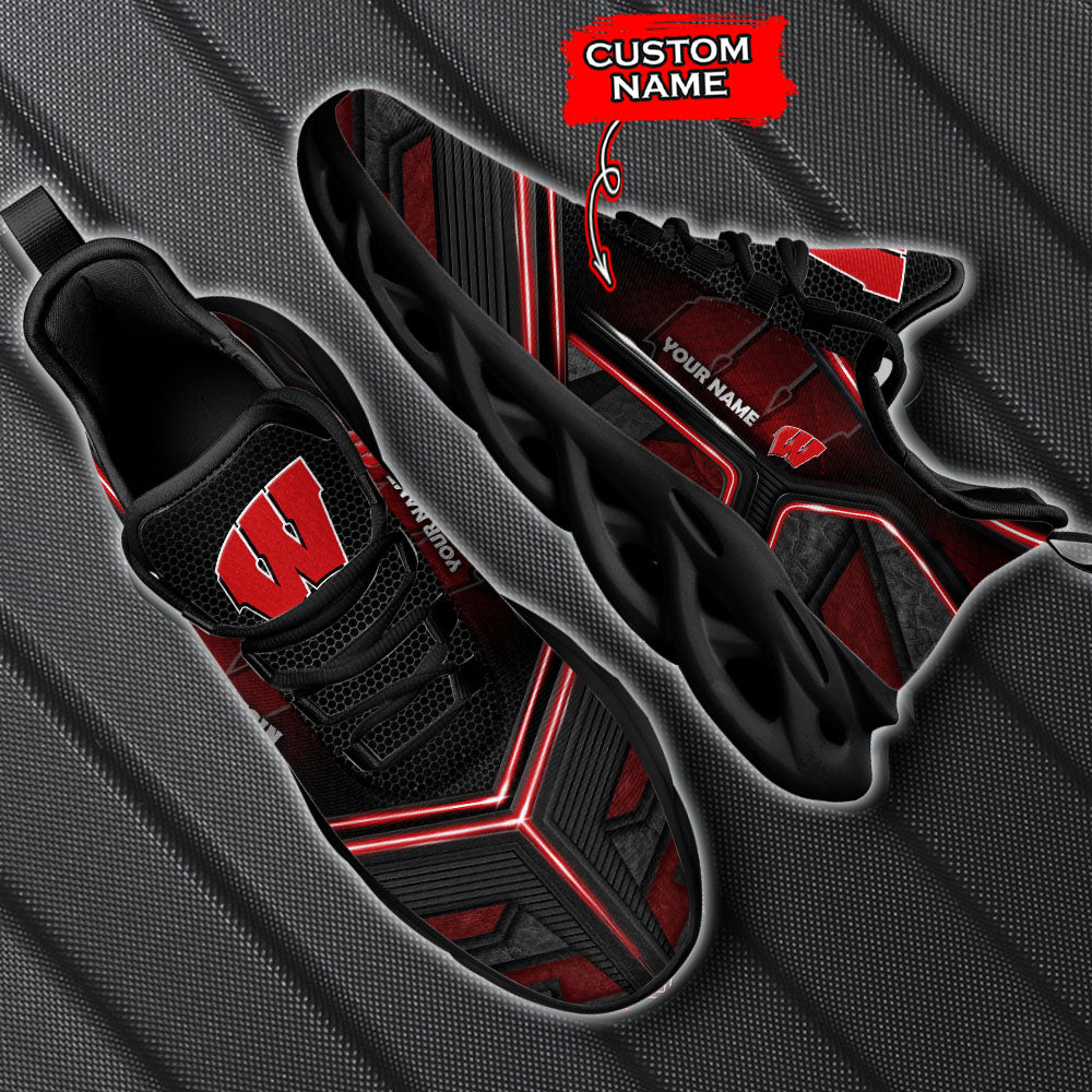 Ideafootwear Wisconsin Badgers NCAA Max Soul Shoes Sneakers For Men And Women