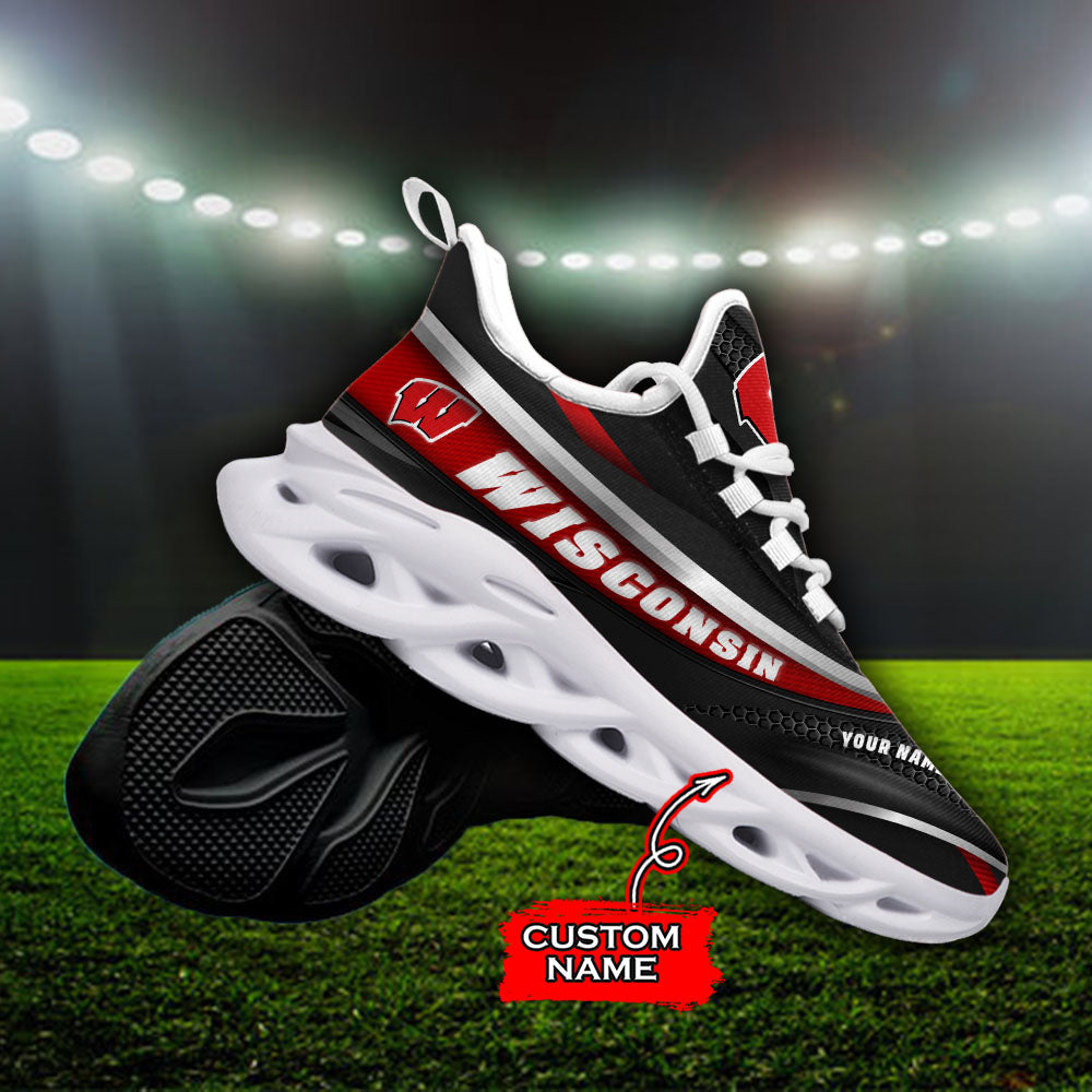 Ideafootwear Wisconsin Badgers NCAA Max Soul Shoes Sneakers For Men And Women