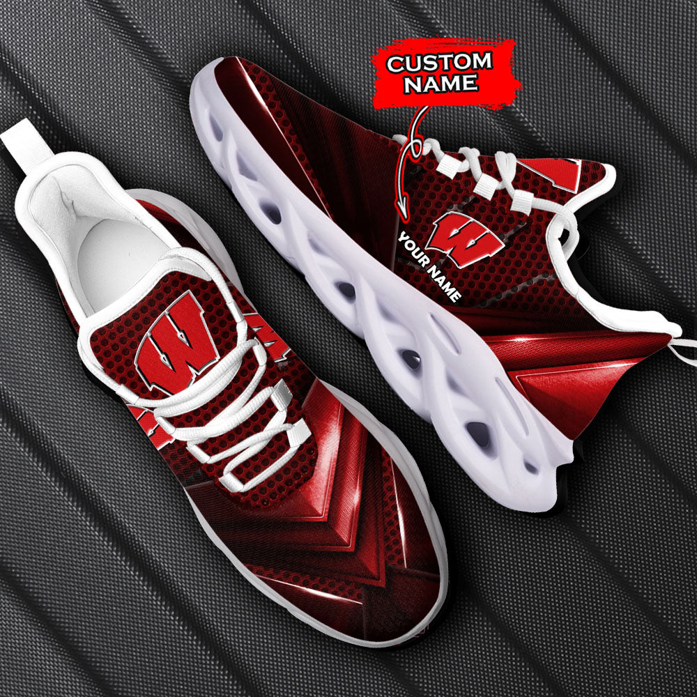 Ideafootwear Wisconsin Badgers NCAA Max Soul Shoes Sneakers For Men And Women