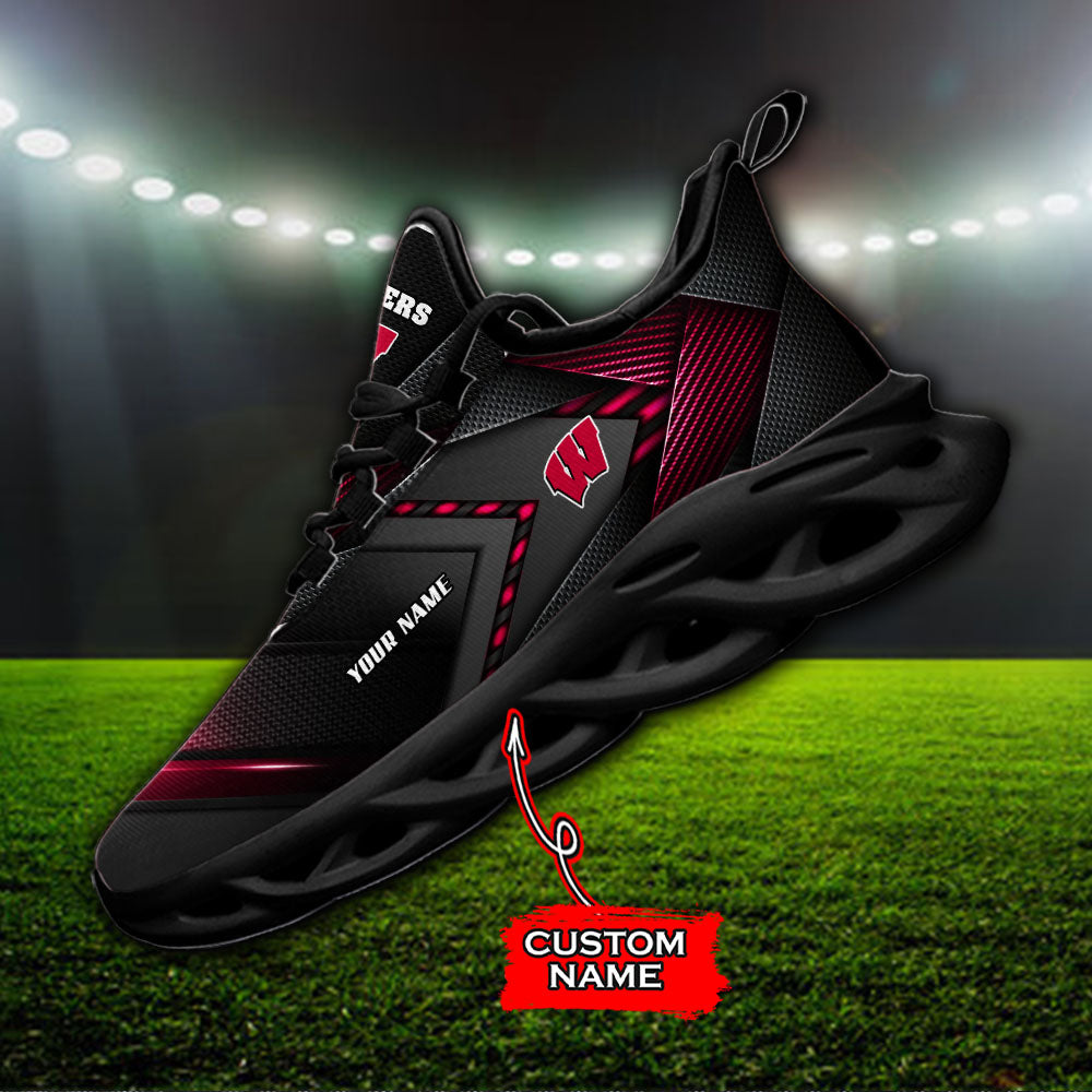 Ideafootwear Wisconsin Badgers NCAA Max Soul Shoes Sneakers For Men And Women