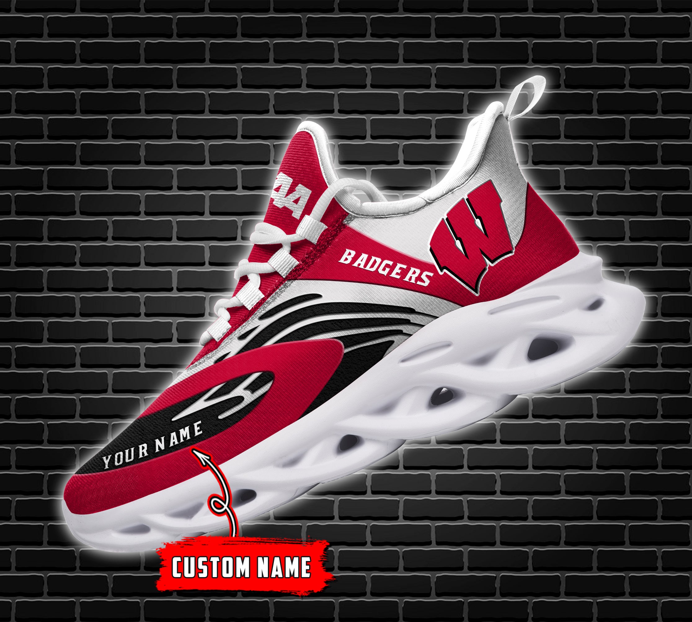 Ideafootwear Wisconsin Badgers NCAA Max Soul Shoes Sneakers For Men And Women