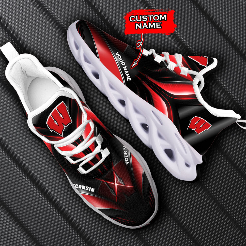 Ideafootwear Wisconsin Badgers NCAA Max Soul Shoes Sneakers For Men And Women