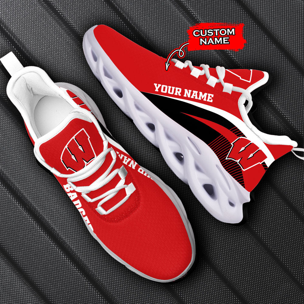 Ideafootwear Wisconsin Badgers NCAA Max Soul Shoes Sneakers For Men And Women